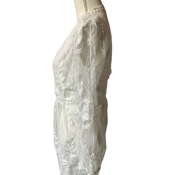 WHITE lace gorgeous white boho maxi dress size small long sleeve NWOT - Picture 4 of 13
